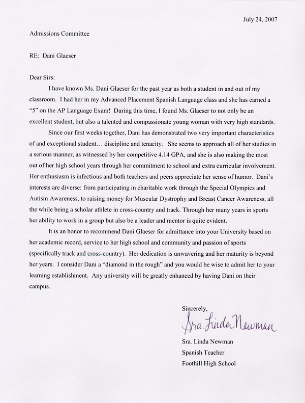 Letter of Recommendation