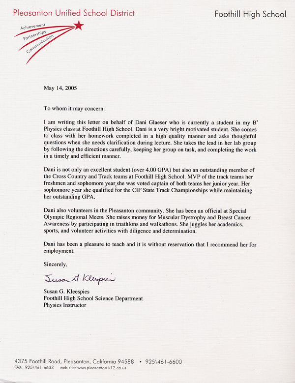 Letter of Recommendation